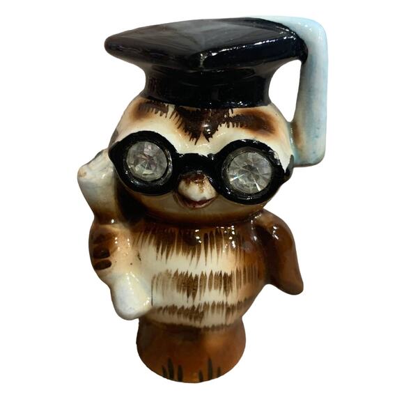 Vintage 1956 Leo Afton Ceramic Graduate Wise Owl Bird Salt Pepper Shaker Set - Picture 6 of 6